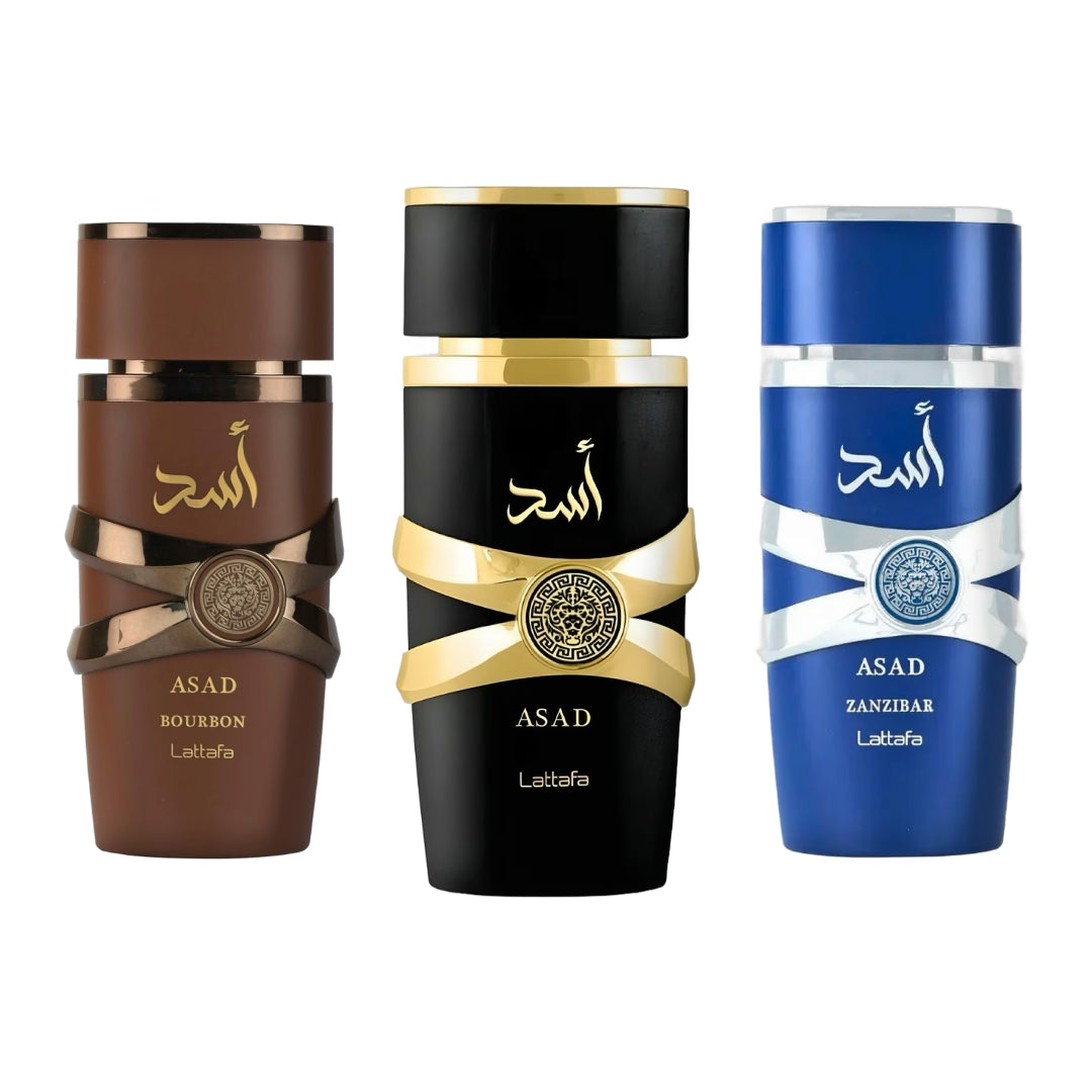 SET DE 3 PERFUMES  ASAD BOURBON , ASAD LATAFFA  Y ASAD ZANZIBAR