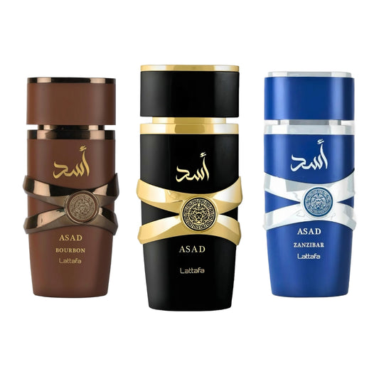 SET DE 3 PERFUMES  ASAD BOURBON , ASAD LATAFFA  Y ASAD ZANZIBAR