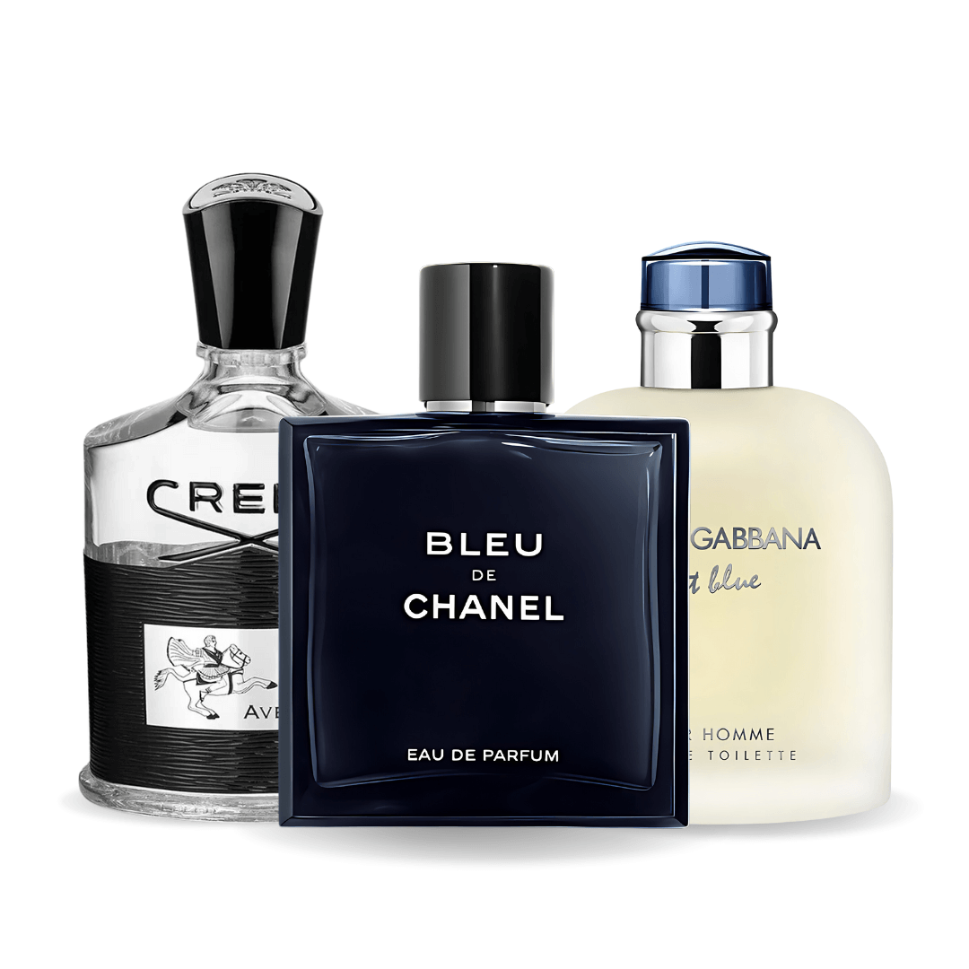 SET DE 3 PERFUMES BLEU DE CHANEL, CREED AVENTUS, LIGHT BLUE DOLCE & GABBANA 100ML