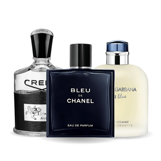 SET DE 3 PERFUMES BLEU DE CHANEL, CREED AVENTUS, LIGHT BLUE DOLCE & GABBANA 100ML
