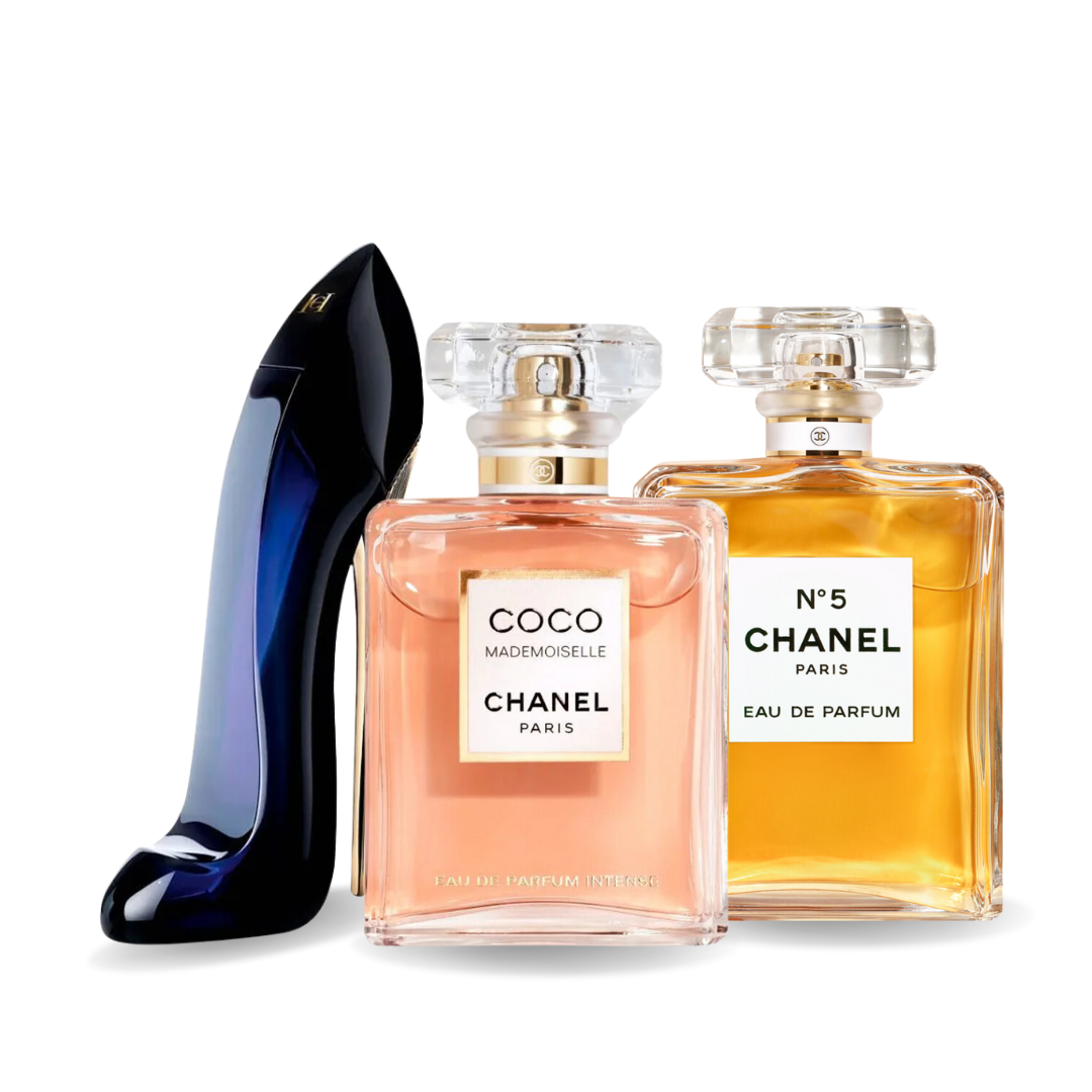 SET DE 3 PERFUMES GOOD GIRL, COCO MADEMOISELLE, CHANEL N.º 5 100ML