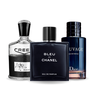 SET DE 3 PERFUMES CREED AVENTUS, BLEU DE CHANEL, DIOR SAUVAGE 100ML
