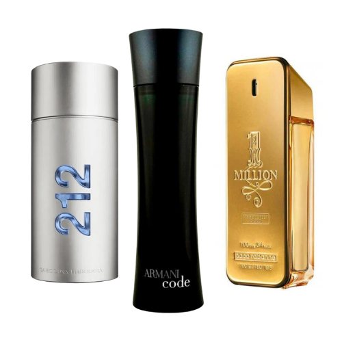 SET DE 3 PERFUMES: 212 MEN NYC, PACO RABANNE ONE MILLION Y ARMANI CODE HOMME 100ML