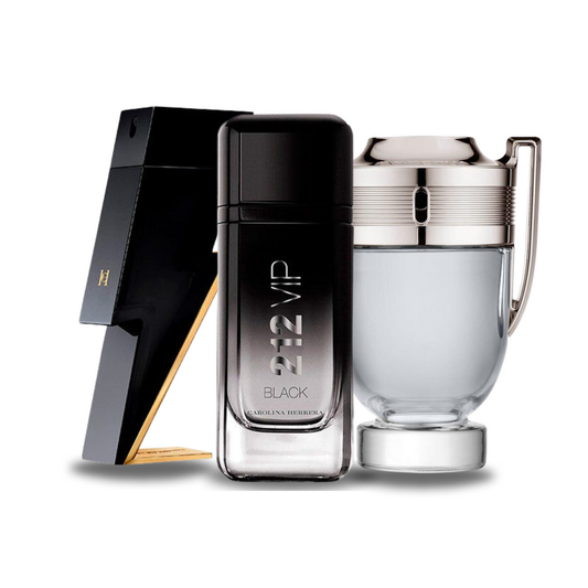 SET DE 3 PERFUMES BAD BOY, 212 VIP BLACK, PACO RABANNE INVICTUS 100ML