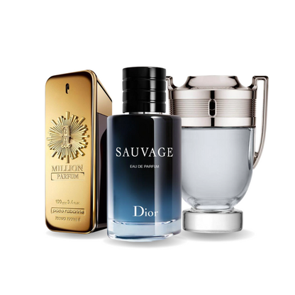 SET DE 3 PERFUMES: PACO RABANNE ONE MILLION, DIOR SAUVAGE Y PACO RABANNE INVICTUS 100ML