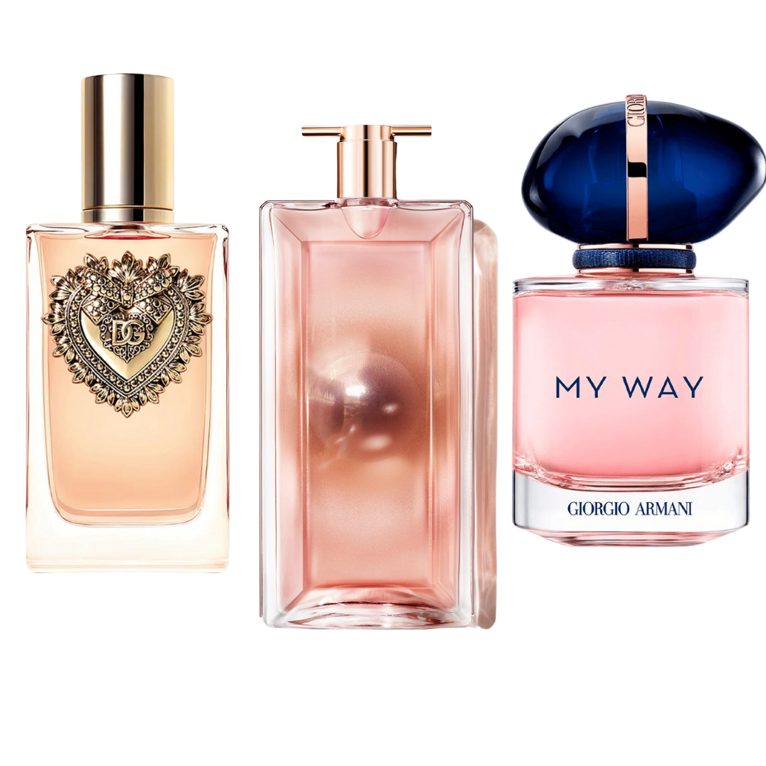 SET DE 3 PERFUMES DOLCE & GABBANA DEVOTION, MY WAY GIORGIO ARMANI, LANCÔME IDÔLE 100ML