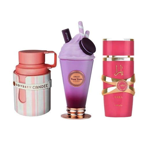 SET DE 3 PERFUMES YARA CANDY , ODYSSEY CANDY Y YUM YUM 100 ML